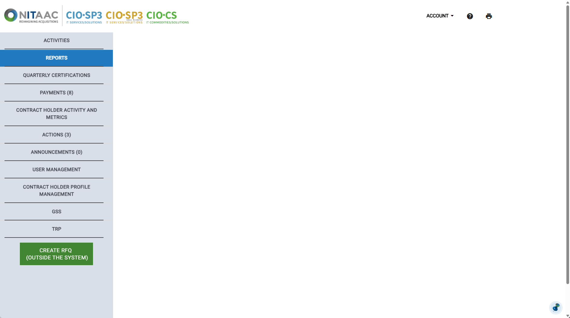 Screenshot of the Contract Holder Reports Dashboard.