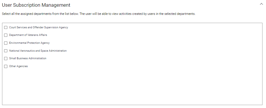 Screenshot of the Contract Holder User Subscription Management section.