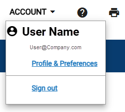 Screenshot of the Account Drop-down list.