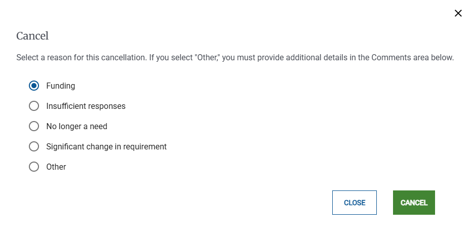 Screenshot of the Cancel Activity Pop-Up