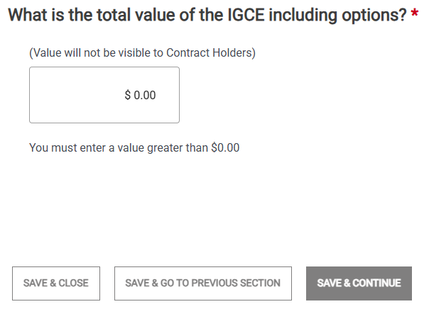 Independent Government Cost Estimate Screenshot of Independent Government Cost Estimate