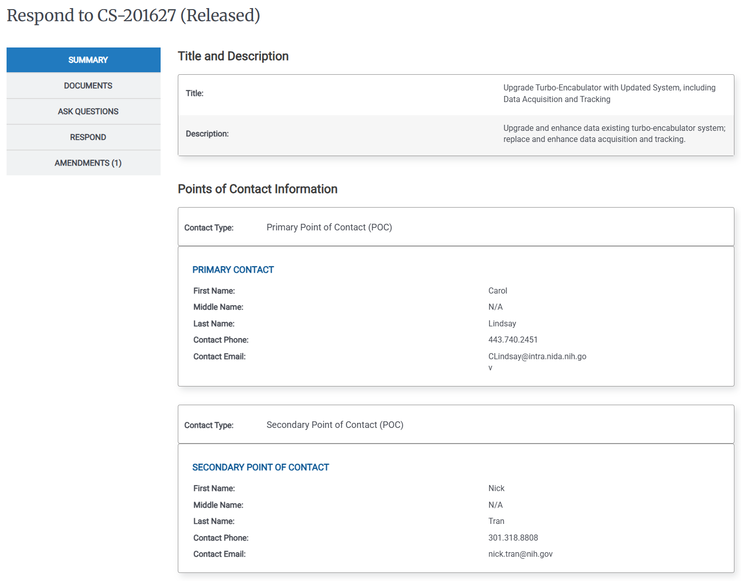 Screenshot of a released Activity.