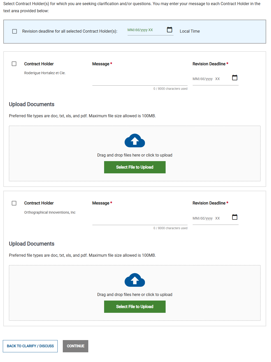 Screenshot of the Create a Clarify/Discuss Cycle page.