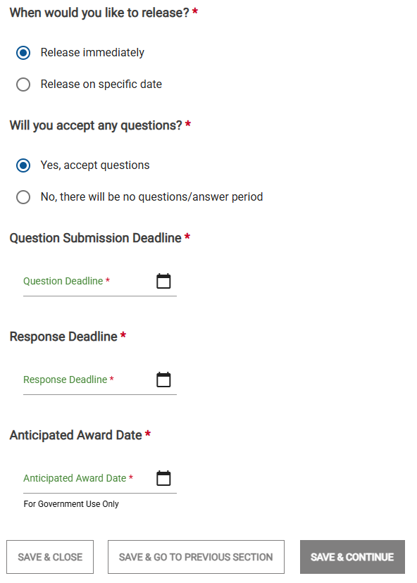 Screenshot of the Schedule Page for Activities with Award Dates.