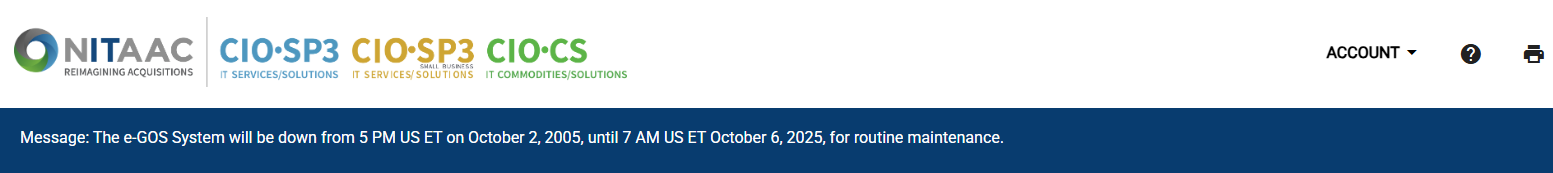 Screenshot of a sample Banner. This banner appears at the top of the e‑GOS page for all logged-in users when an administrator schedules an announcement.