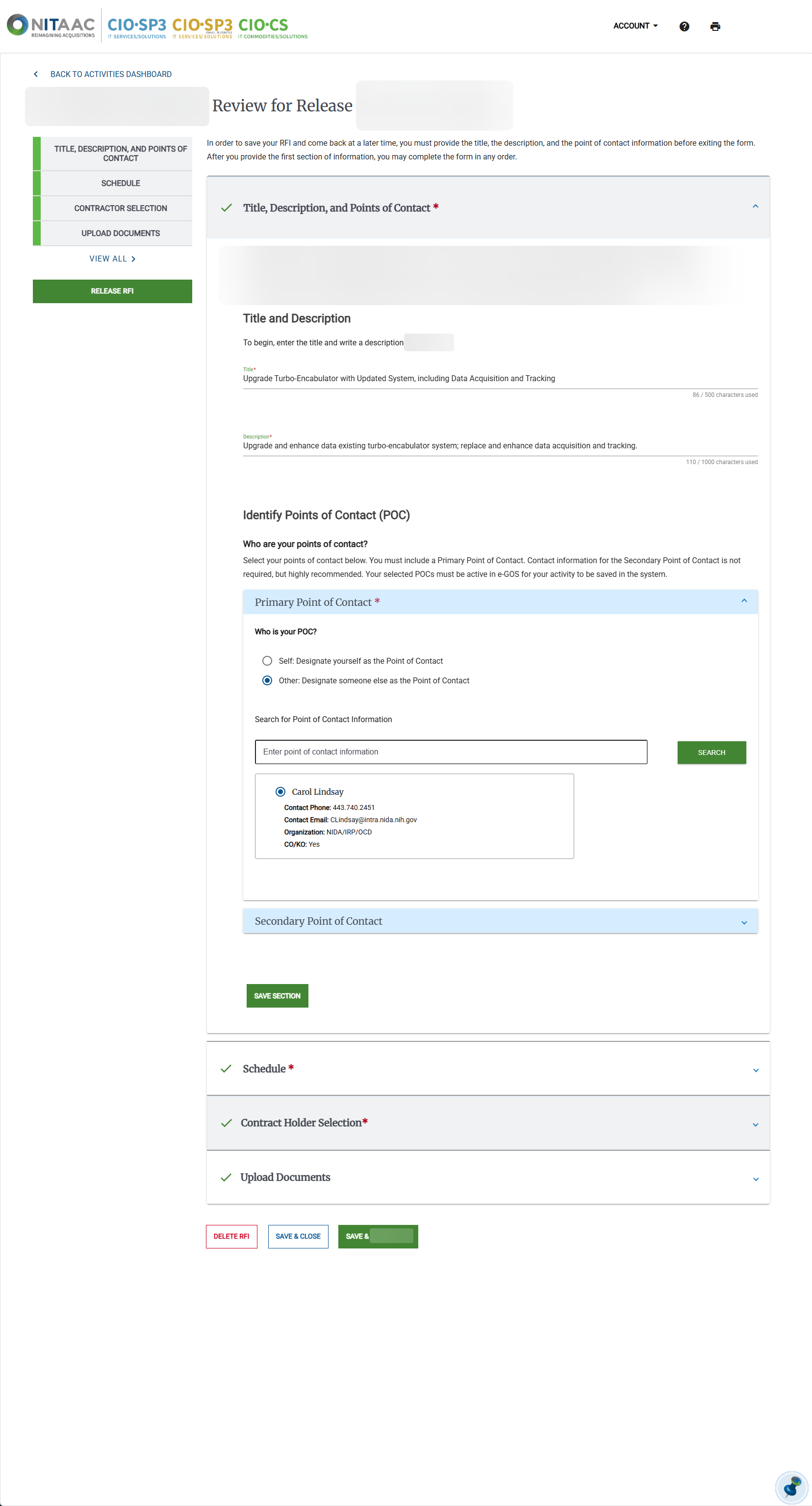 Screenshot of the Review Activity for Release page.