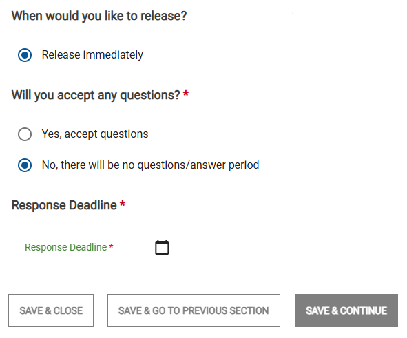 Screenshot of the Activity Schedule page, with no release date.
